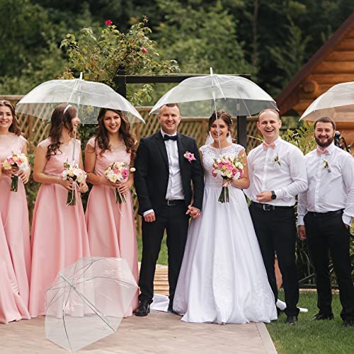 Fabbay 18 Pack Clear Umbrella Wedding Stick Umbrellas Automatic Open Umbrella with J Hook Handle Canopy Windproof Umbrella for Wedding (Clear Style) - Image 6