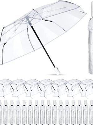 Sanwuta 30 Pcs Clear Umbrella Transparent Portable Umbrella Compact Foldable Umbrella Auto Open Close Folding Umbrellas for Wedding Travel, Dating